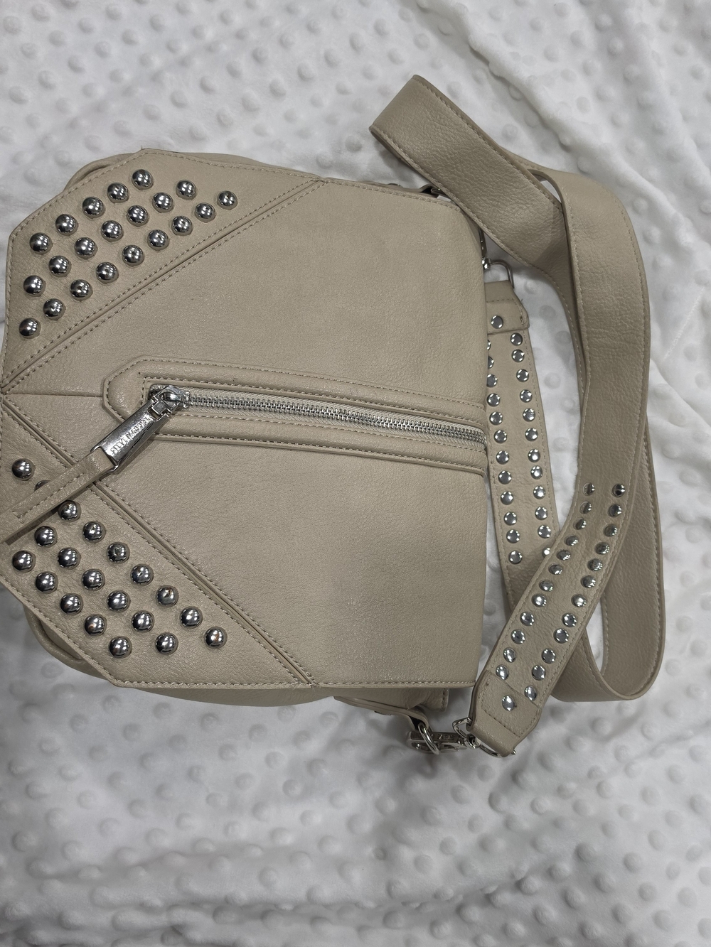 Steve Madden  BLUCKY Stud-Accent Beige Crossbody Bag